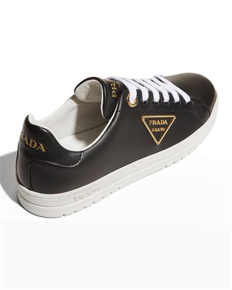 prada downtown leather tonal sneakers with metal logo|Prada Downtown Leather Tonal Sneakers With Metal Logo.